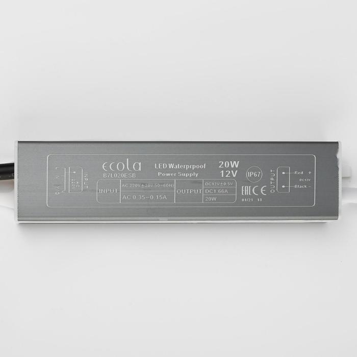 Блок питания Ecola для светодиодной ленты 12 В, 20 Вт, IP67 - фото 6 - id-p222830783