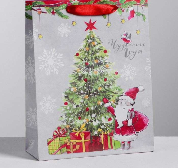 Пакет крафтовый вертикальный «Новогоднего чуда», MS 18 × 23 × 8 см - фото 1 - id-p222831825