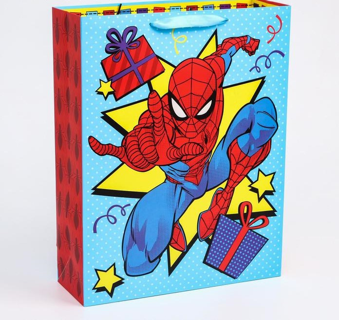 Пакет ламинат вертикальный "С Днем Рождения!", Человек-паук, 31х40х11 см - фото 1 - id-p222832150