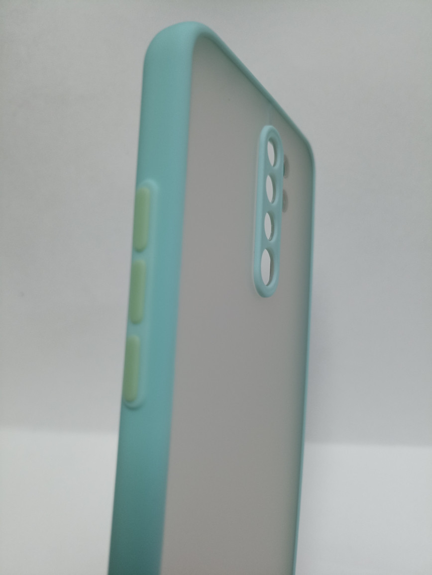 Чехол Xiaomi Redmi 9 матовый с зеленым ободком бирюзовый - фото 2 - id-p222840819