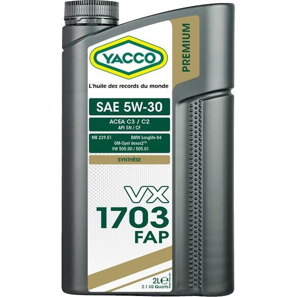 Моторное масло Yacco VX 1703 FAP 5W30 (5л) - фото 1 - id-p222840815