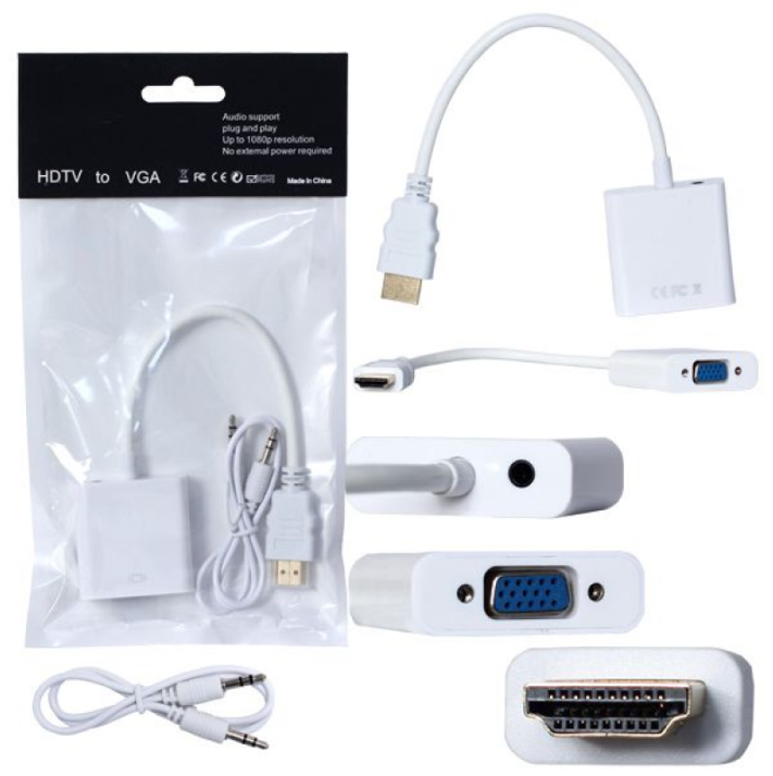 Адаптер H178 HDMI to VGA+AUX (Белый) - фото 1 - id-p222840928