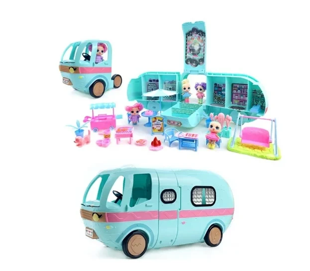 Игровой набор большой Автобус ЛОЛ (LOL)  GLAMPER Кемпинг с куклами и 20+ сюрпризами, аналог, BS002