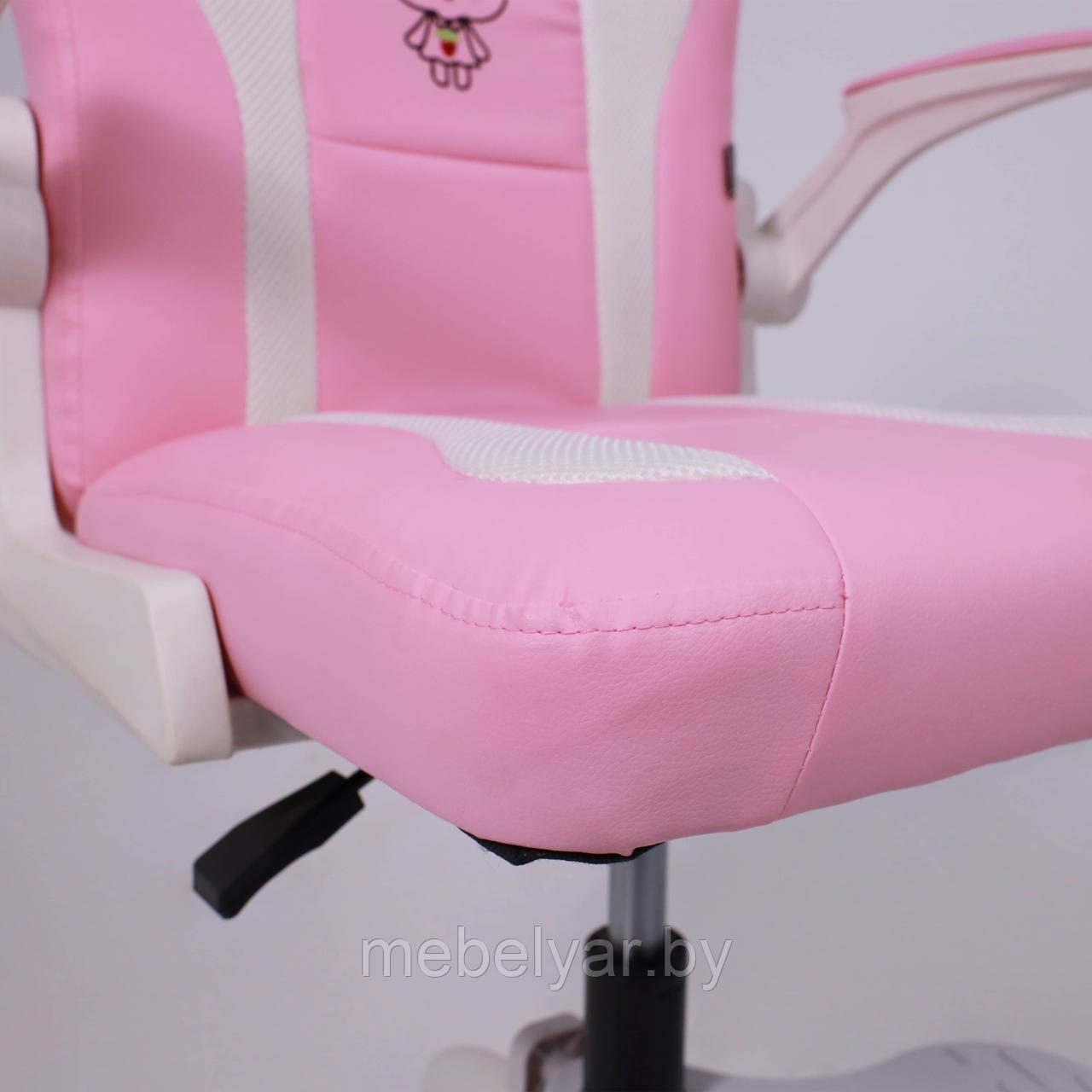 Кресло поворотное JASMINE, WHITE, ткань, розовый AksHome - фото 5 - id-p222841658