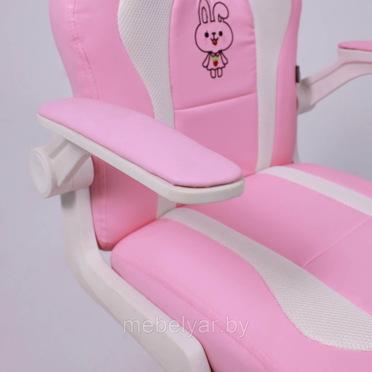 Кресло поворотное JASMINE, WHITE, ткань, розовый AksHome - фото 8 - id-p222841658
