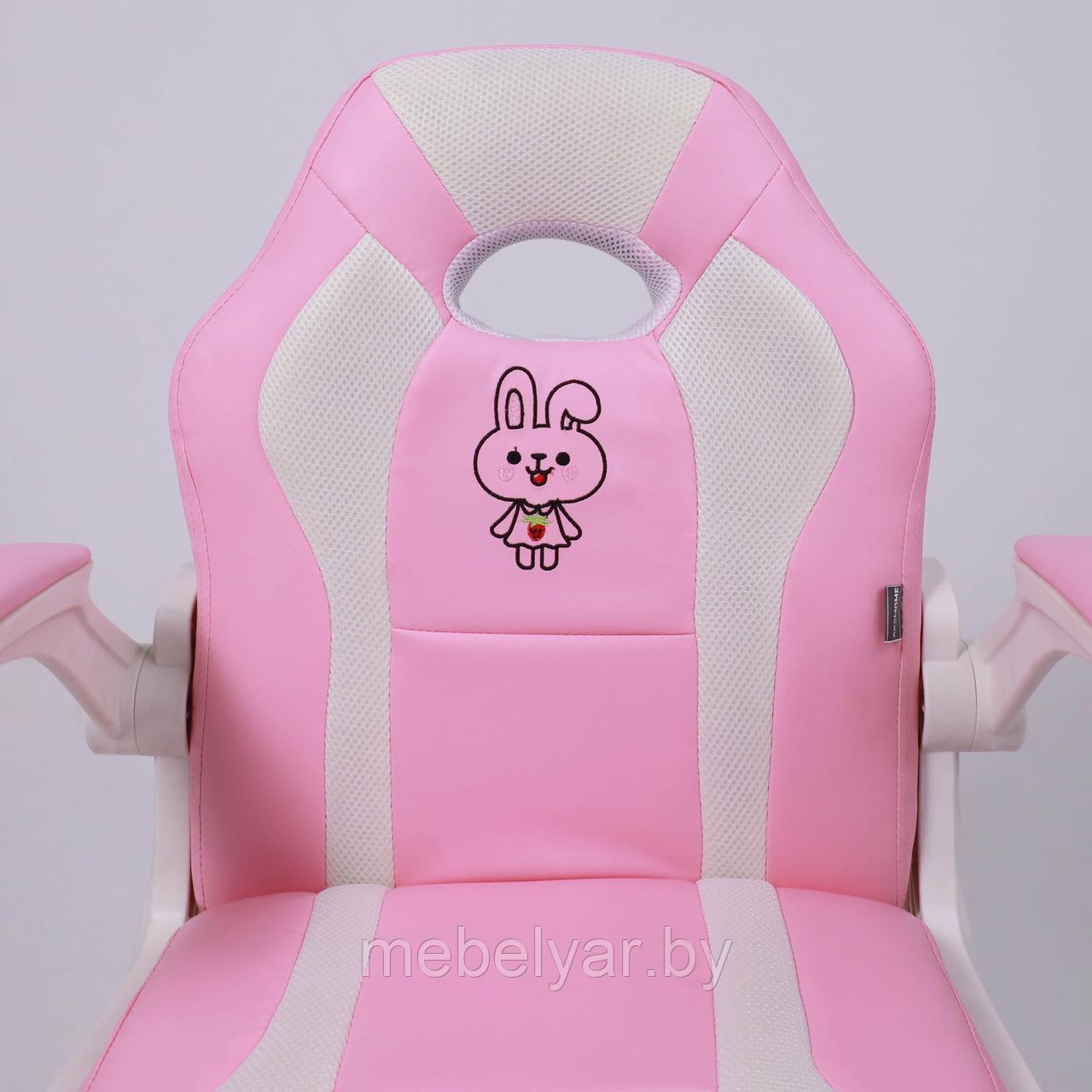 Кресло поворотное JASMINE, WHITE, ткань, розовый AksHome - фото 9 - id-p222841658