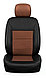 Чехлы сиденья универсальные "Орегон" 1+1 Экокожа черный + коричневая, фото 2