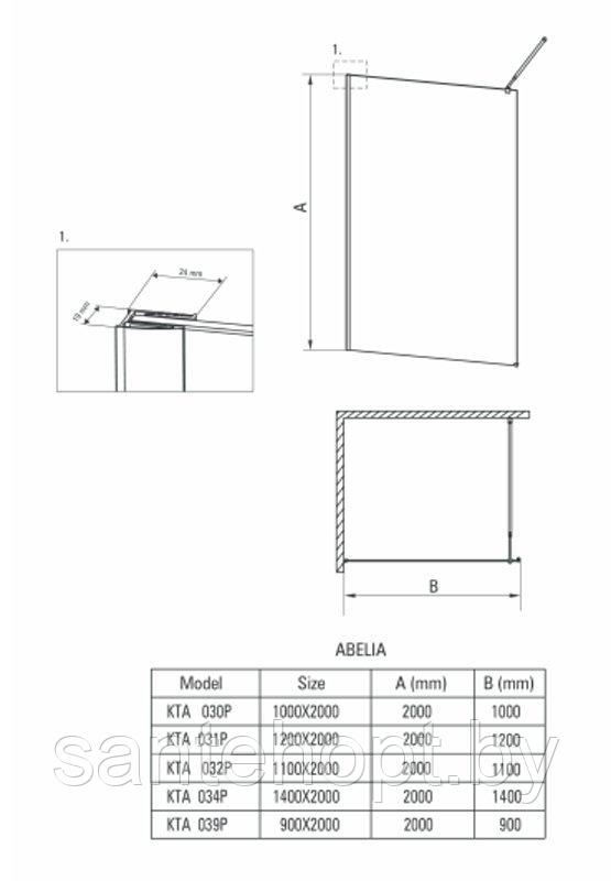 Душевая стенка Deante Abelia Walk-In, стекло прозрачное, 100х200см - фото 4 - id-p222847702