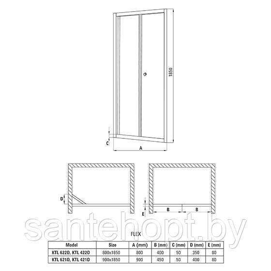 Двери для ниши складные Deante Flex, стекло графитовое, 80х185см - фото 2 - id-p222847764