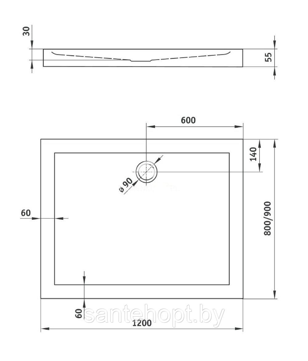 Поддон прямоугольный Deante Minimal, 80х120х5,5см - фото 4 - id-p222847769