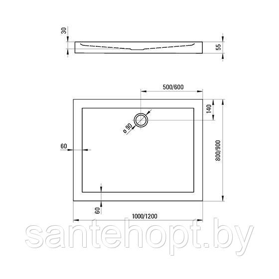 Поддон прямоугольный Deante Minimal, 90х100х5,5см - фото 4 - id-p222847770