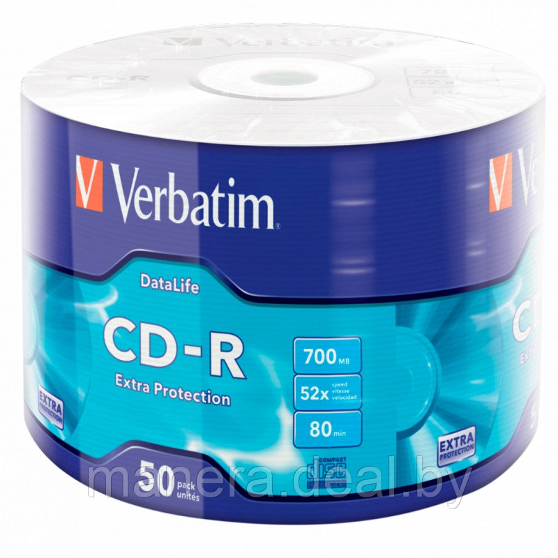 Диск CD-R 700 Мб Extra Protection Verbatim 50шт в поэл.уп.