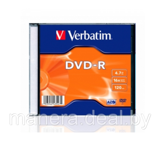 Диск DVD-R 4,7 Гб 16х Slim Single Verbatim - фото 1 - id-p4131230