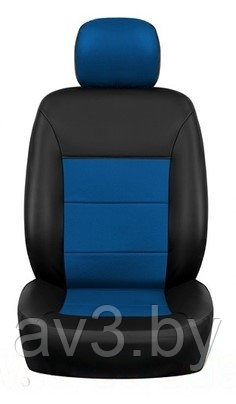 Чехлы сиденья универсальные "Орегон" 1+1 Экокожа черный + синяя - фото 2 - id-p220893822