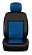 Чехлы сиденья универсальные "Орегон" 1+1 Экокожа черный + синяя, фото 2