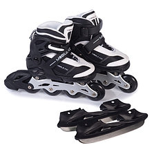Роликовые коньки раздвижные 2-в-1 Mobile Kid UniSkate Black White Чёрно-белые Размер L