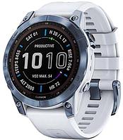 Умные часы Garmin Fenix 7 Sapphire Solar 47 мм (голубой минерал/белый камень)