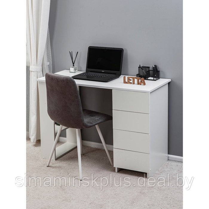 Стол письменный «Ультра», 1050×450×750 мм, 4 ящика, цвет белый - фото 1 - id-p222877416