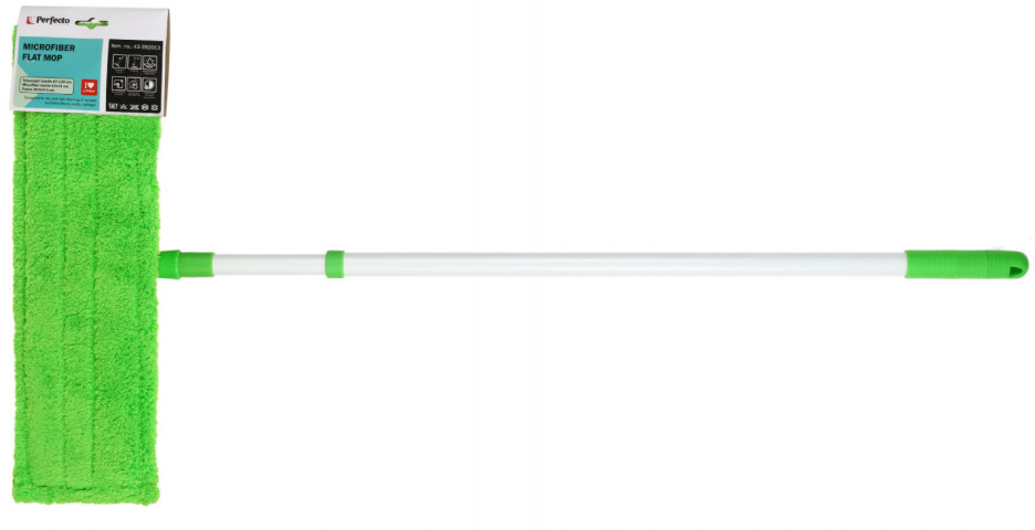 Швабра для пола Perfecto linea размер насадки 43*14 см, длина черенка 67/120 см, зеленая - фото 1 - id-p222782761