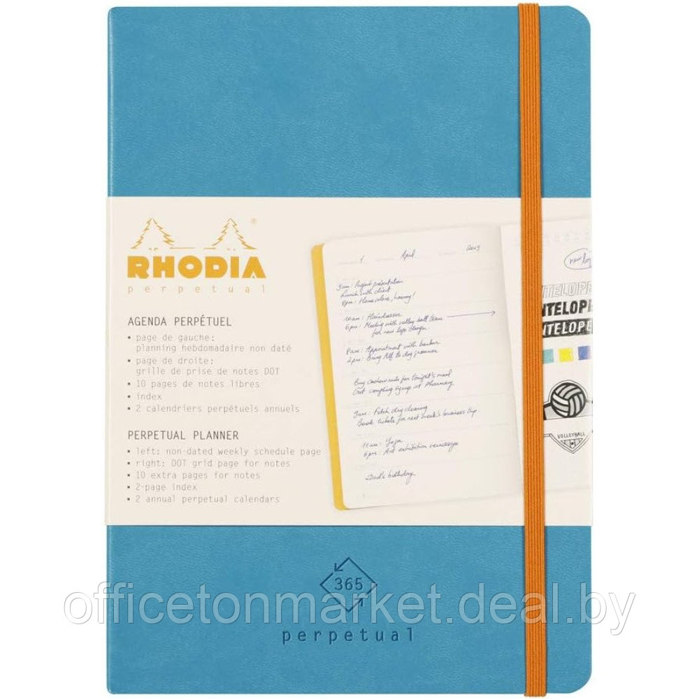 Еженедельник недатированный Clairefontaine Rhodia "Rhodiarama Perpetual", 148x210 мм, 128 страниц, бирюзовый - фото 2 - id-p222856398