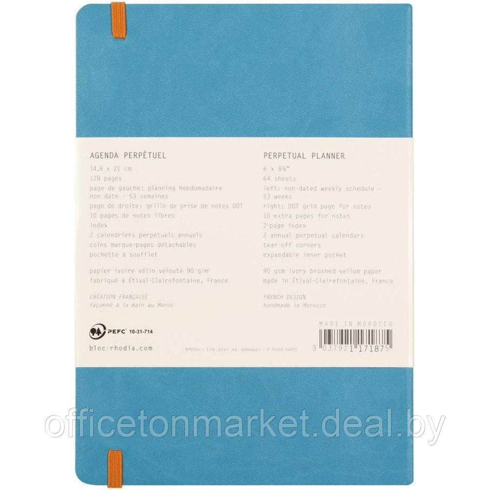 Еженедельник недатированный Clairefontaine Rhodia "Rhodiarama Perpetual", 148x210 мм, 128 страниц, бирюзовый - фото 7 - id-p222856398