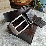 Кожаный ремень 4,5см BUFFALO BELTS коричневый прошитый, фото 6