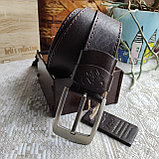 Кожаный ремень 4,5см BUFFALO BELTS коричневый прошитый, фото 7