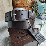 Кожаный ремень 4,5см BUFFALO BELTS коричневый прошитый, фото 5