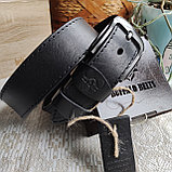 Кожаный ремень 4,5см BUFFALO BELTS черный прошитый, фото 3