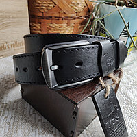 Кожаный ремень 4,5см BUFFALO BELTS черный прошитый