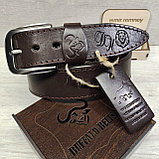 Кожаный ремень 4,5см BUFFALO BELTS черный без прошивки, фото 8