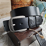 Кожаный ремень 4,5см BUFFALO BELTS черный без прошивки, фото 4