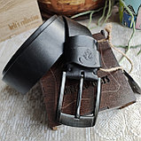 Кожаный ремень 4,5см BUFFALO BELTS черный без прошивки, фото 5