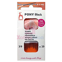 Иглы для ручного шитья Black Sharps №3/9 20шт PONY 01885