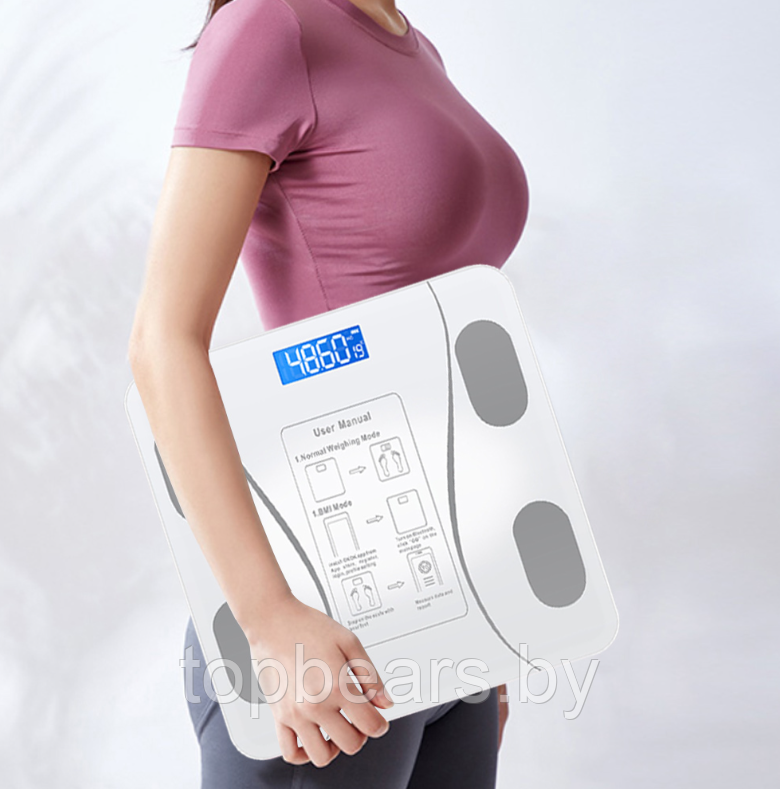 Умные напольные весы Bluetooth Smart Scale (12 показателей тела) / Весы с приложением до 180 кг. Белые - фото 10 - id-p222881473