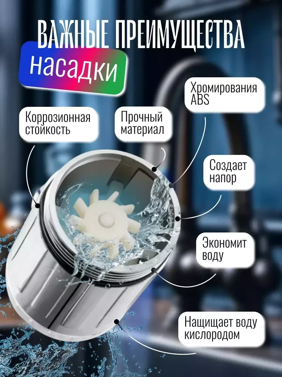 Насадка на кран светодиодная аэратор с LED подсветкой - фото 5 - id-p222881282