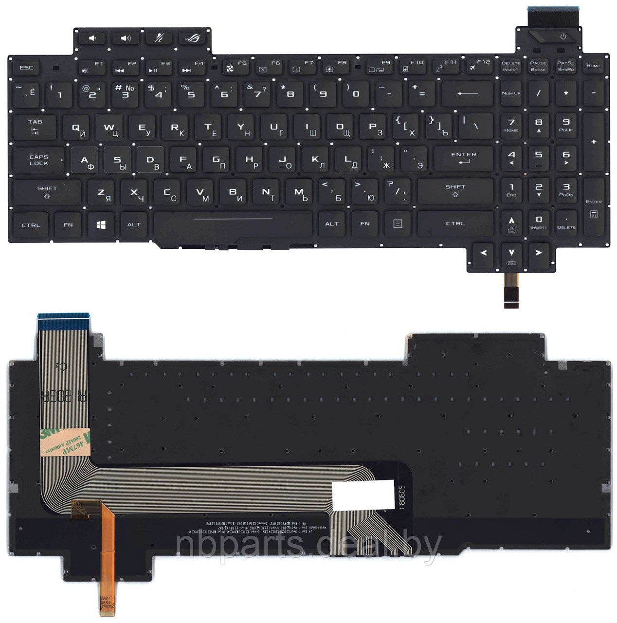 Клавиатура для ноутбука ASUS ROG Strix GL503 FX63 FX503, чёрная, с подсветкой, RU - фото 1 - id-p222882027