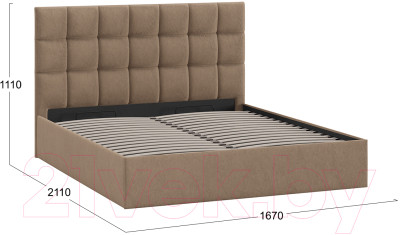 Двуспальная кровать ТриЯ Эмбер универсальный тип 1 с ПМ 160x200 - фото 4 - id-p222896197