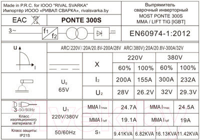 Инвертор сварочный Most PONTE 300S / 51MW300003 - фото 2 - id-p222898531