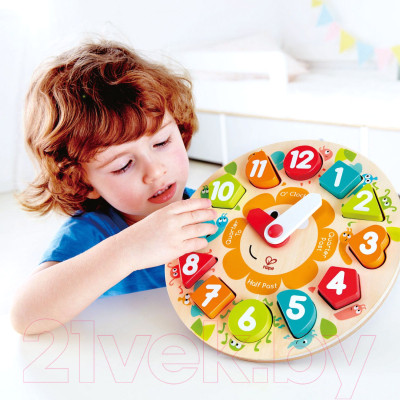 Развивающая игрушка Hape Головоломка-мозаика с часами / E1622-HP - фото 3 - id-p222906863
