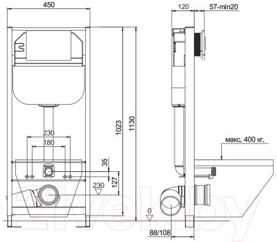 Инсталляция для унитаза Aquanika Basic 10.702.450.00.00 - фото 4 - id-p222923554