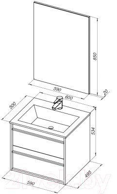 Комплект мебели для ванной Aquanet Lino 60 / 271952 - фото 6 - id-p222933685