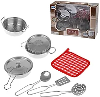 Игровой набор детская металлическая посуда Metal Kitchen 9 предметов 668-C3
