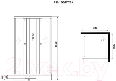 Душевая кабина Niagara Promo P90/13Q/MT/BK 90x90x195 - фото 7 - id-p222923210