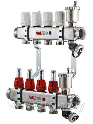 Коллекторный блок Valtec VTc.586.EMNX из нержавеющей стали со встроенными расходомерами (+ МОНТАЖ)