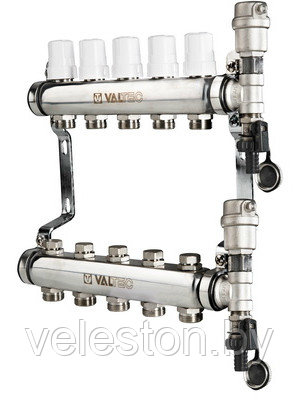 Коллекторный блок Valtec VTc.588.EMNX из нержавеющей стали с термостатическими клапанами (+ МОНТАЖ) - фото 1 - id-p32157554
