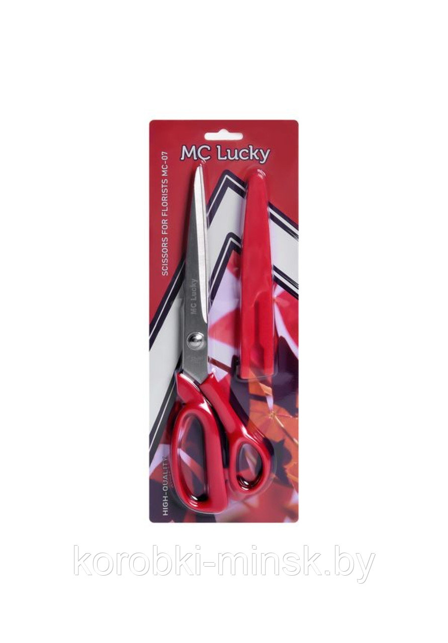 Ножницы для флористов МС-07, 25см*7,5см. Красные ручки (нержавеющая сталь)
