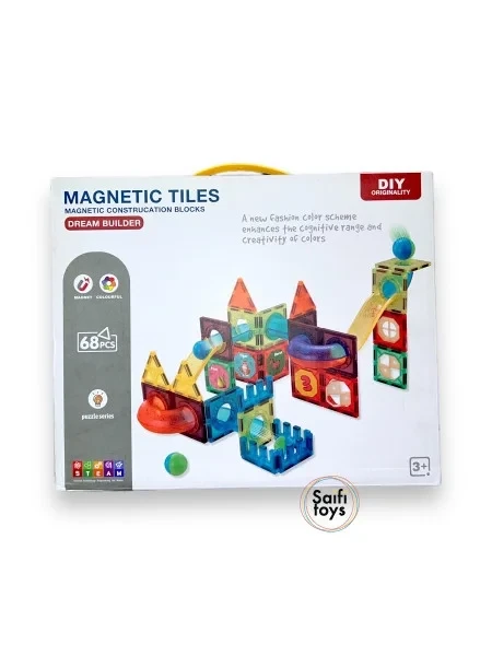 Детский магнитный конструктор Magnetic Tiles, 68 деталей, игра головоломка для детей