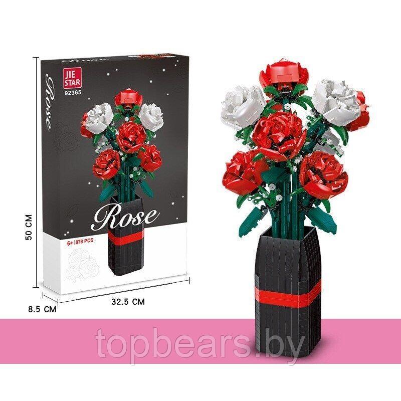 Конструктор Jie Star Цветы Букет роз в вазе, 878 деталей - фото 2 - id-p222951634
