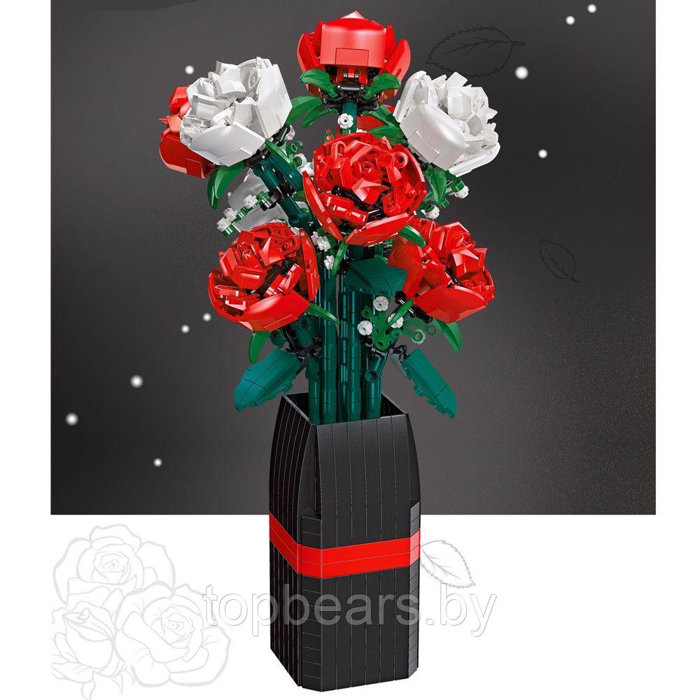 Конструктор Jie Star Цветы Букет роз в вазе, 878 деталей - фото 1 - id-p222951634